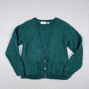 Penbrooke Lane Vintage Mohair Blend Cardigan Sweater Emerald Green Womens Small